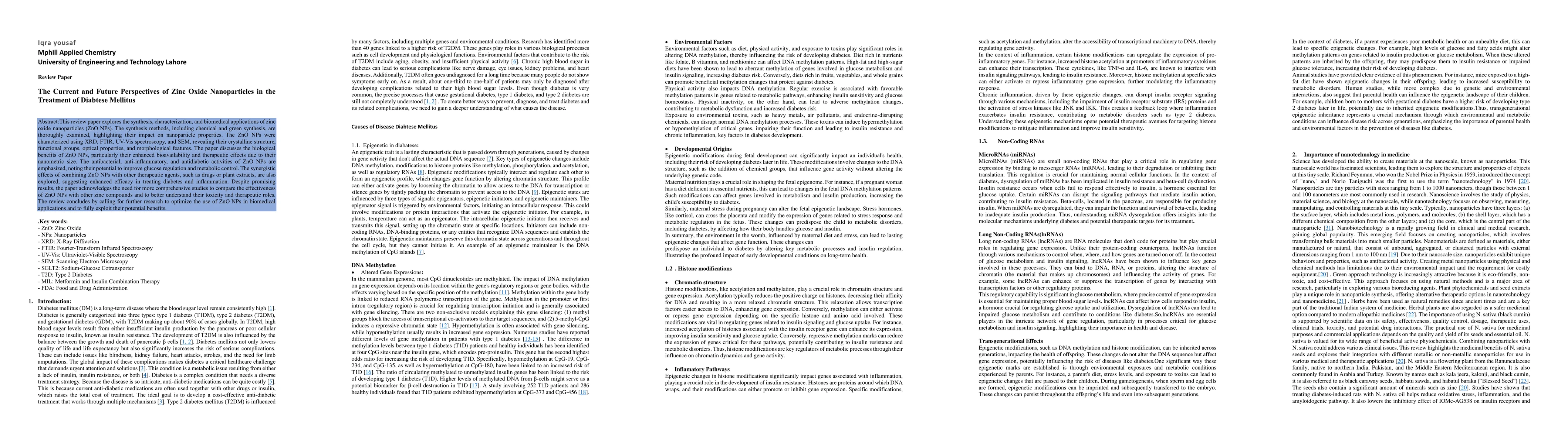 Thumbnail for The Current and Future Perspectives of Zinc Oxide Nanoparticles in the
  Treatment of Diabetes Mellitus