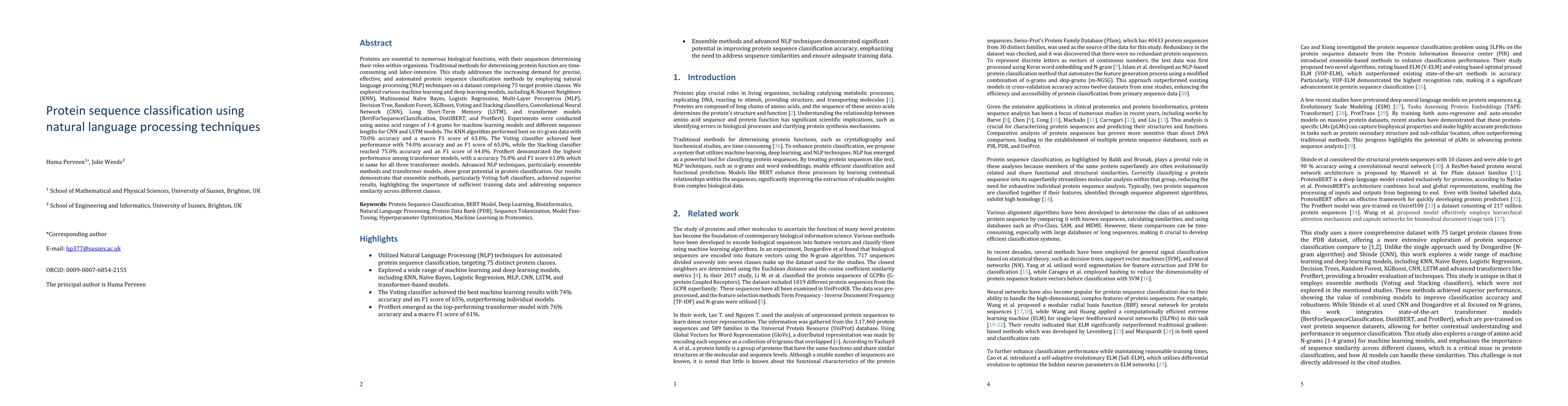 Thumbnail for Protein sequence classification using natural language processing
  techniques