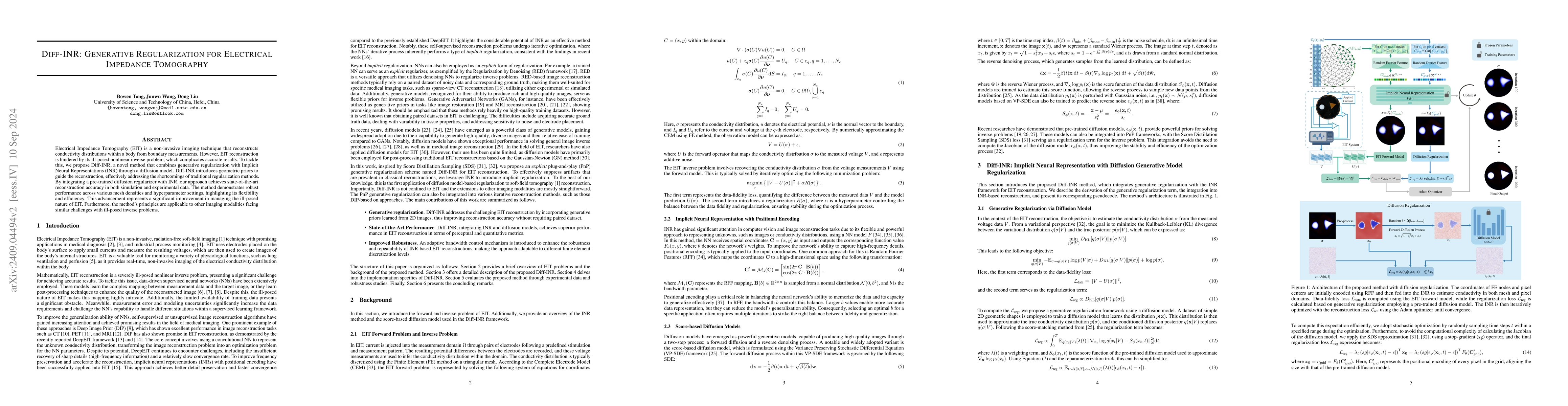 Thumbnail for Diff-INR: Generative Regularization for Electrical Impedance Tomography