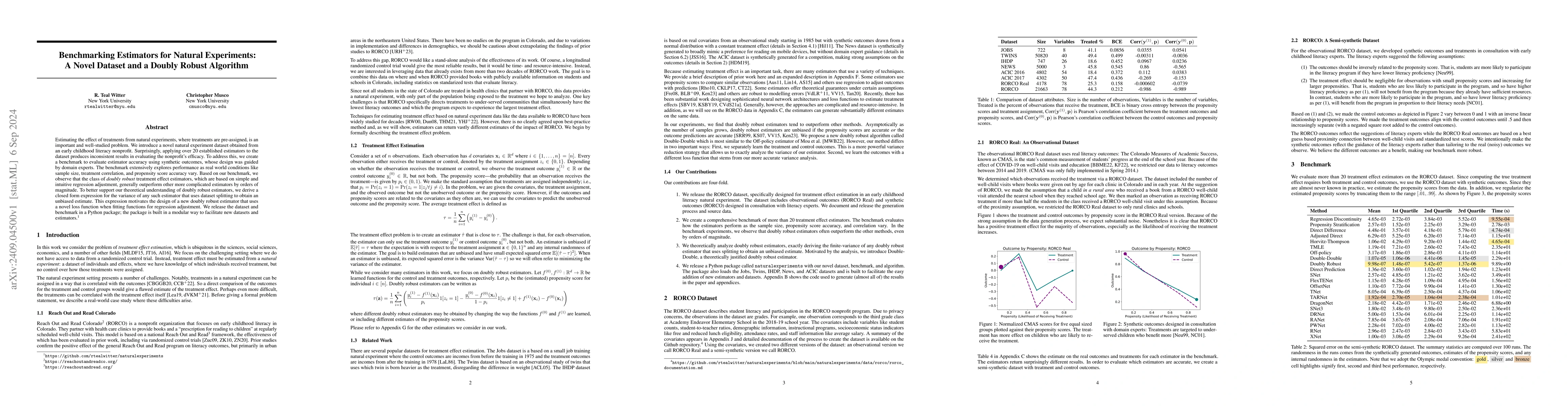 Thumbnail for Benchmarking Estimators for Natural Experiments: A Novel Dataset and a
  Doubly Robust Algorithm