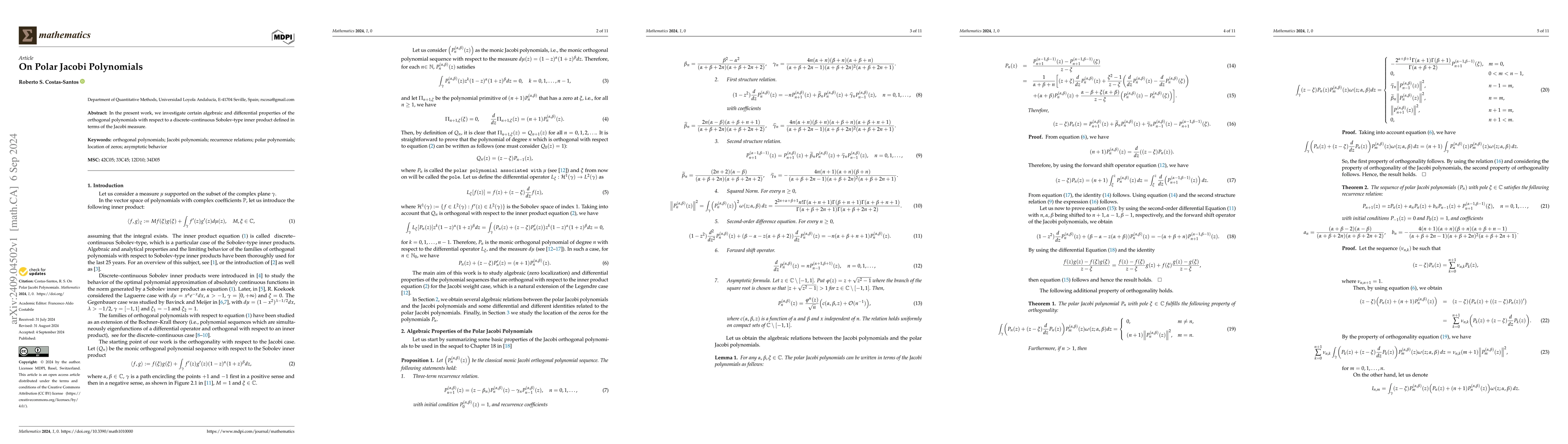 Thumbnail for On Polar Jacobi Polynomials
