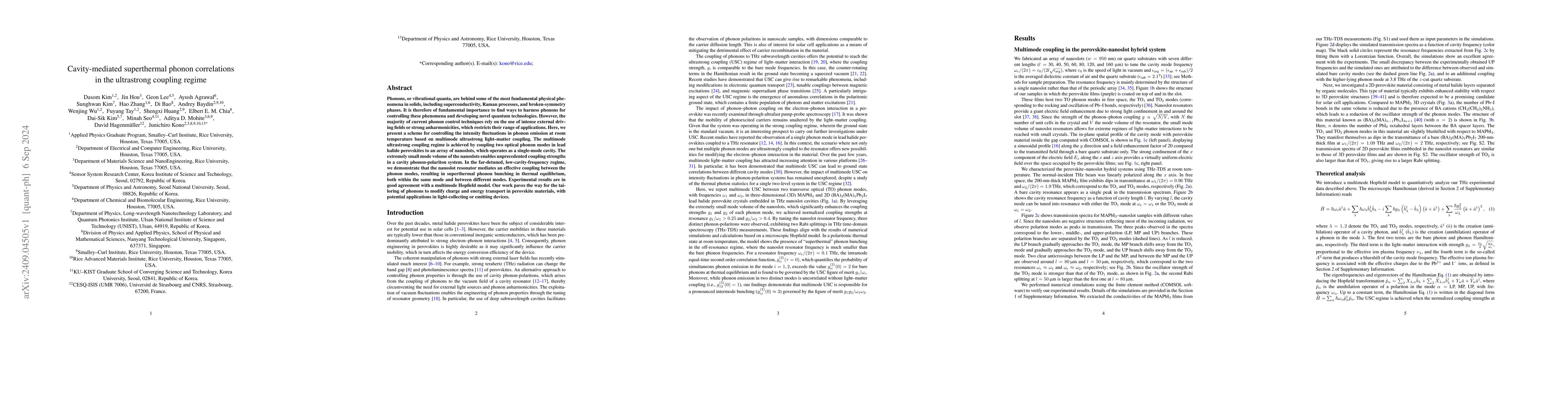 Thumbnail for Cavity-mediated superthermal phonon correlations in the ultrastrong
  coupling regime