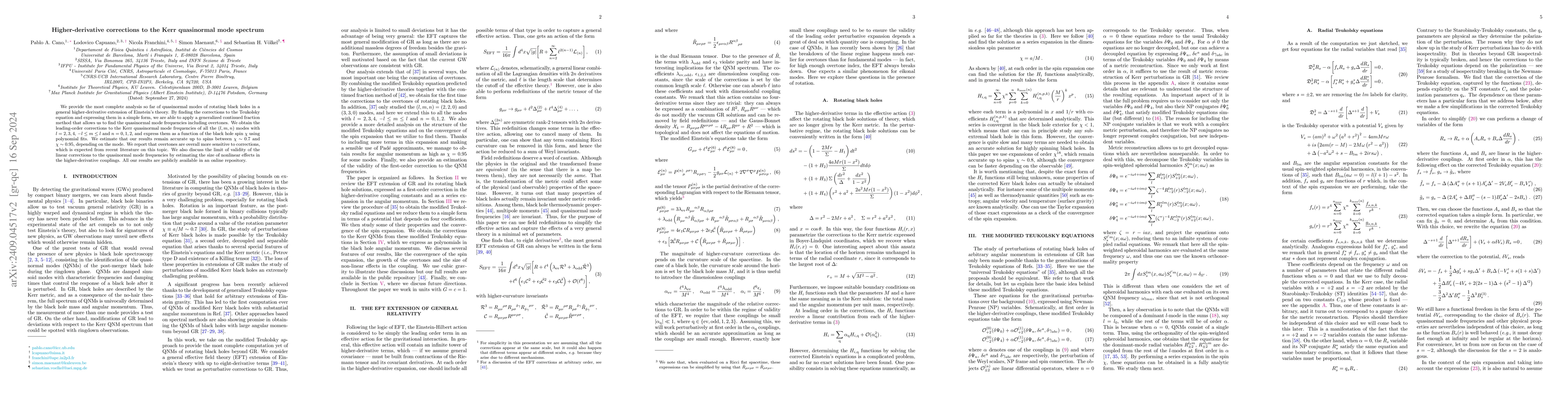 Thumbnail for Higher-derivative corrections to the Kerr quasinormal mode spectrum