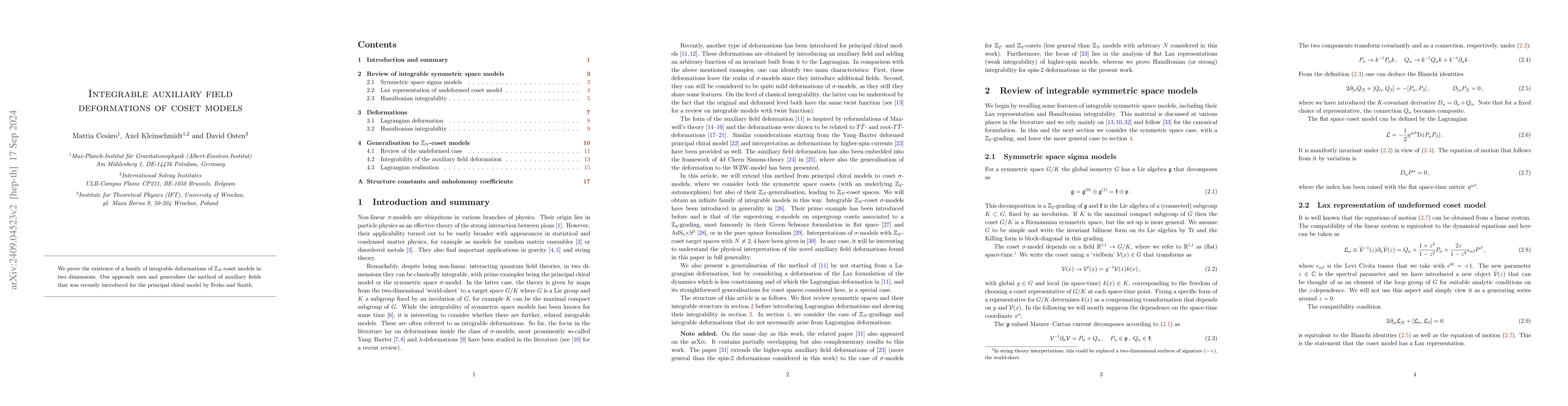 Thumbnail for Integrable auxiliary field deformations of coset models
