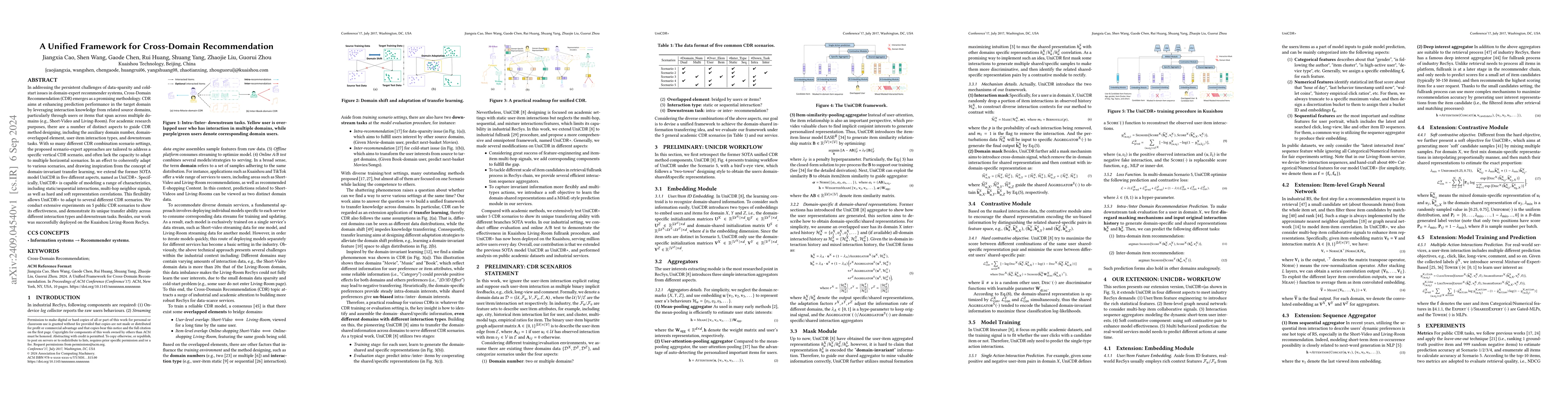 Thumbnail for A Unified Framework for Cross-Domain Recommendation