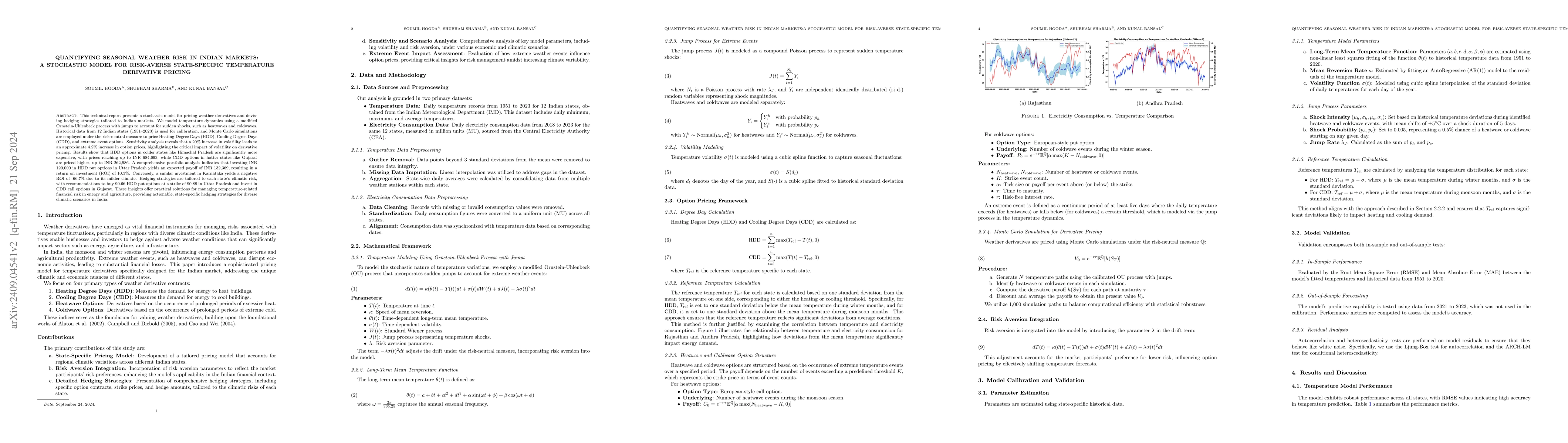 Thumbnail for Quantifying Seasonal Weather Risk in Indian Markets: Stochastic Model
  for Risk-Averse State-Specific Temperature Derivative Pricing