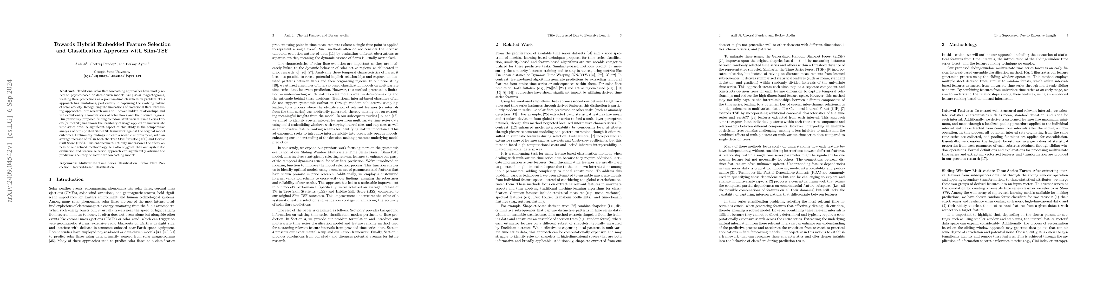 Thumbnail for Towards Hybrid Embedded Feature Selection and Classification Approach
  with Slim-TSF