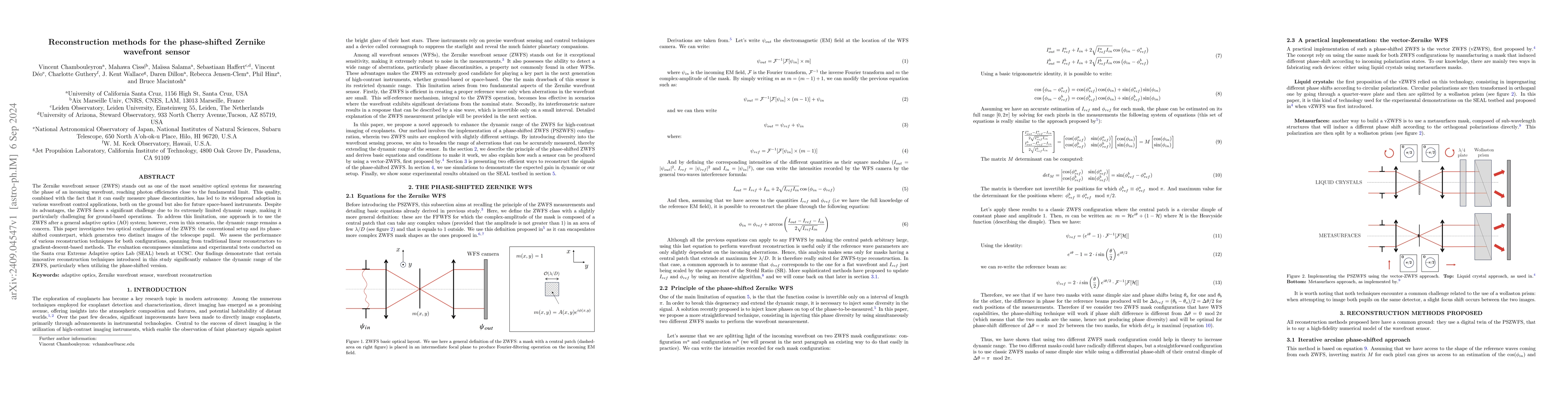 Thumbnail for Reconstruction methods for the phase-shifted Zernike wavefront sensor