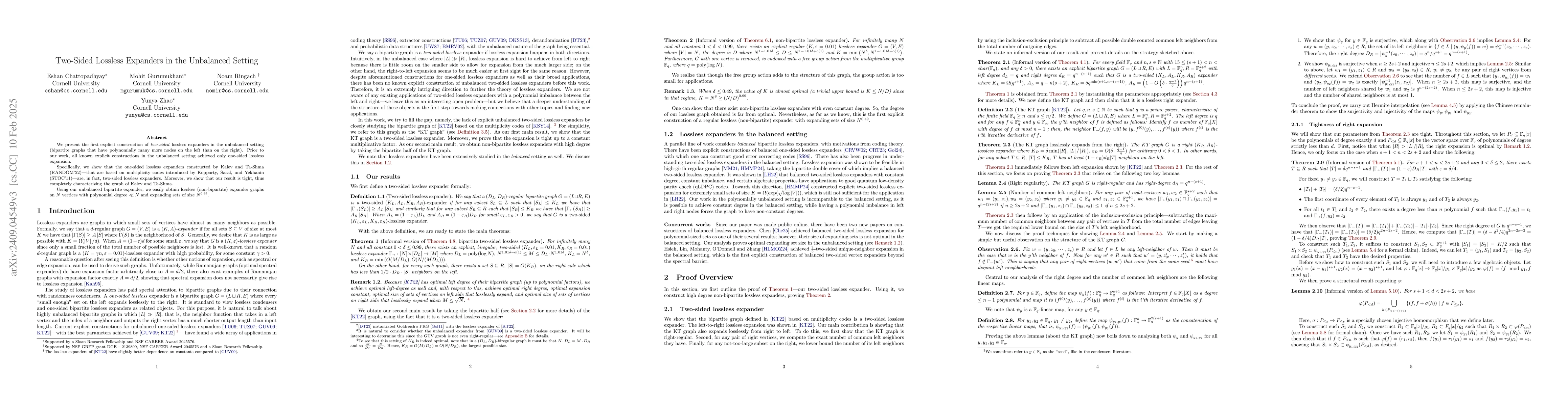Thumbnail for Two-Sided Lossless Expanders in the Unbalanced Setting