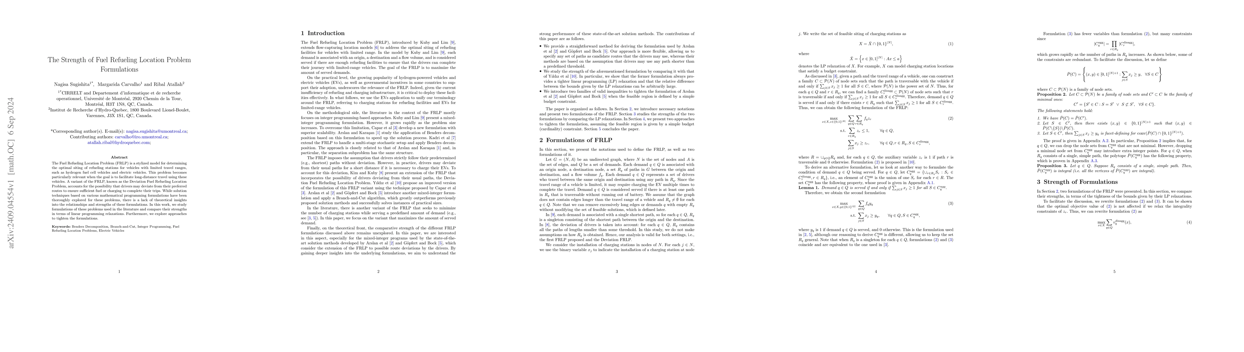 Thumbnail for The Strength of Fuel Refueling Location Problem Formulations