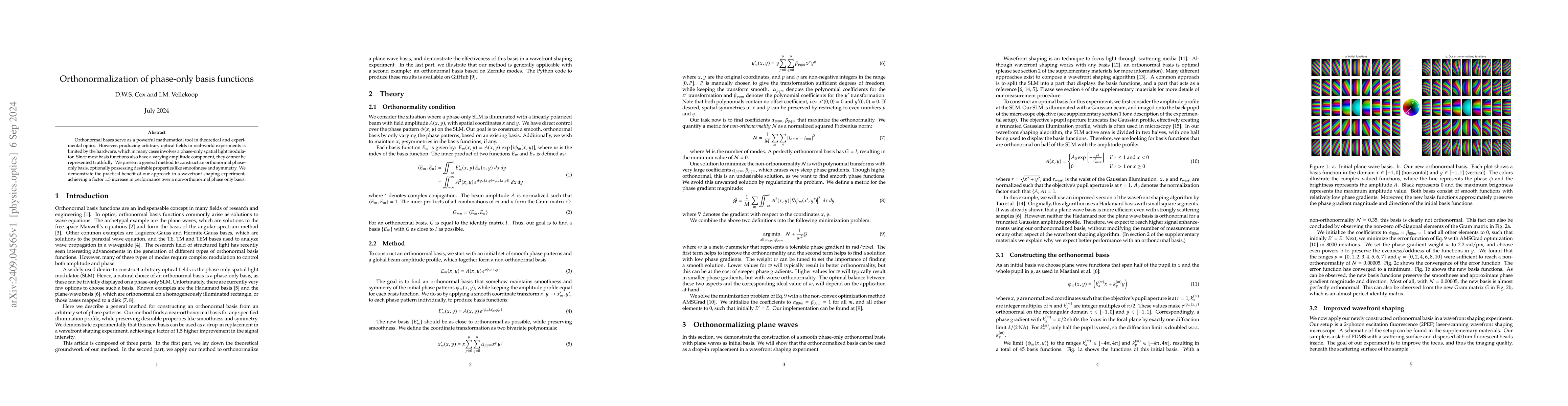 Thumbnail for Orthonormalization of phase-only basis functions