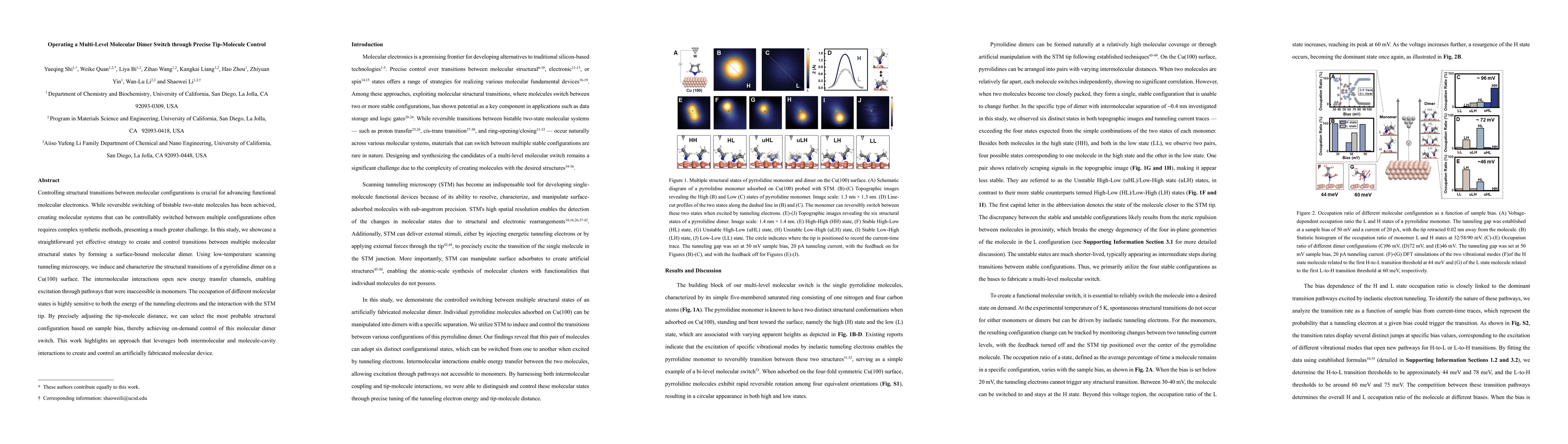 Thumbnail for Operating a Multi-Level Molecular Dimer Switch through Precise
  Tip-Molecule Control