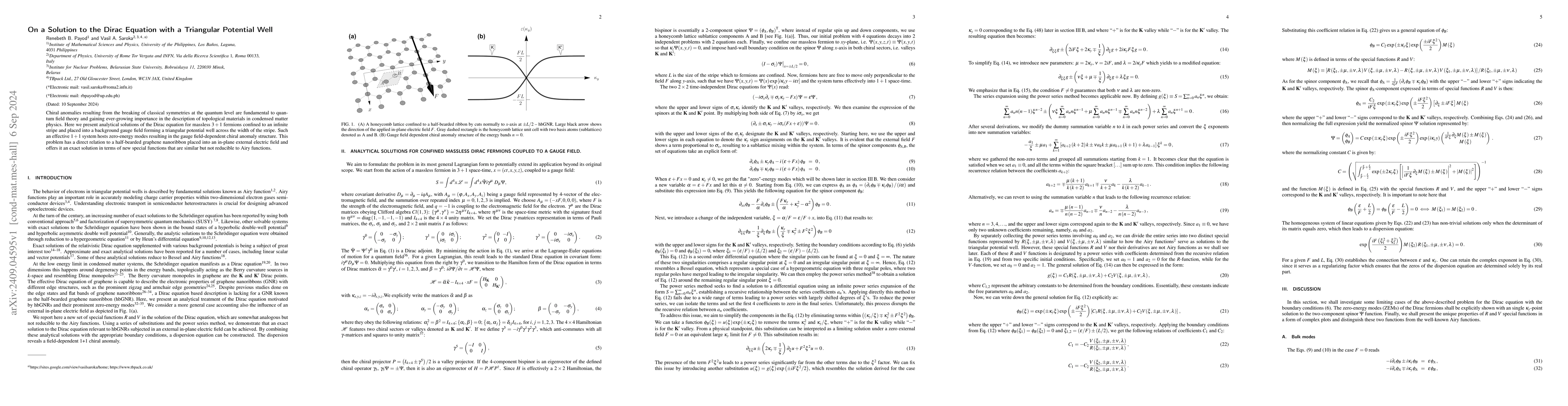 Thumbnail for On a Solution to the Dirac Equation with a Triangular Potential Well