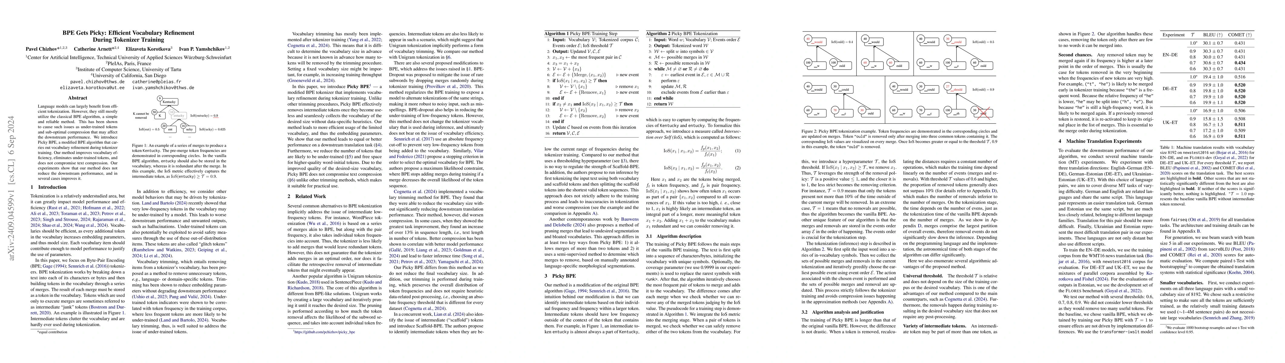 Thumbnail for BPE Gets Picky: Efficient Vocabulary Refinement During Tokenizer
  Training