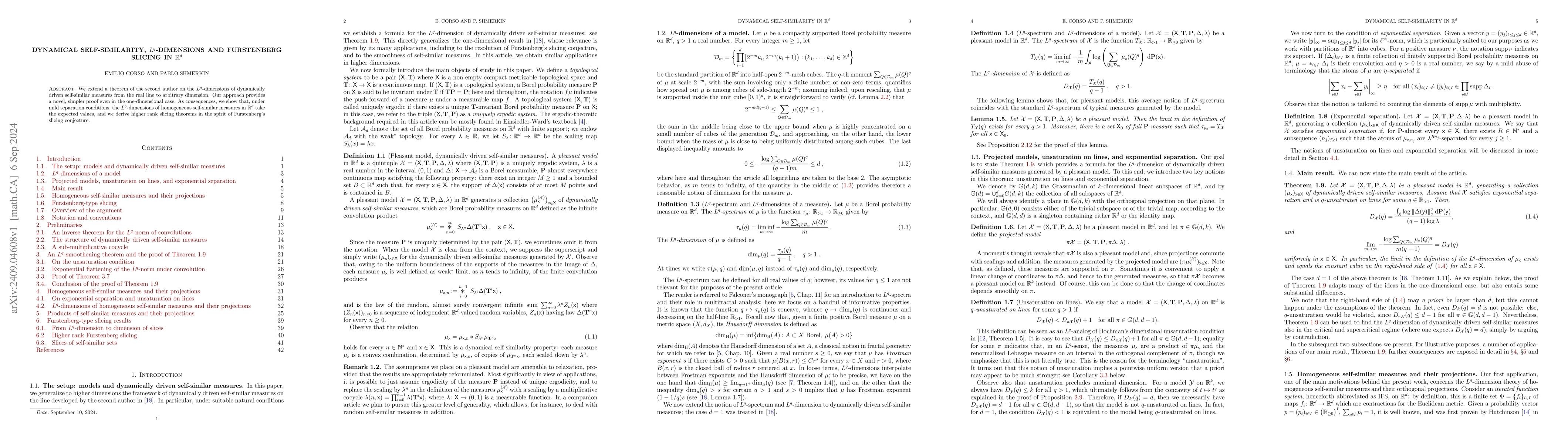 Thumbnail for Dynamical self-similarity, $L^{q}$-dimensions and Furstenberg slicing in
  $\mathbb{R}^d$