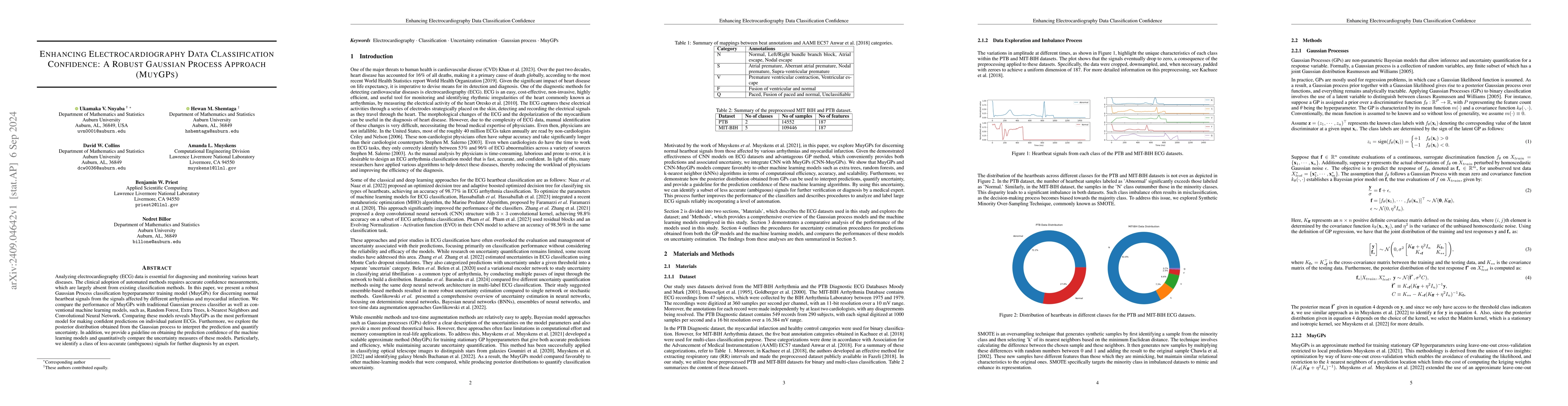 Thumbnail for Enhancing Electrocardiography Data Classification Confidence: A Robust
  Gaussian Process Approach (MuyGPs)