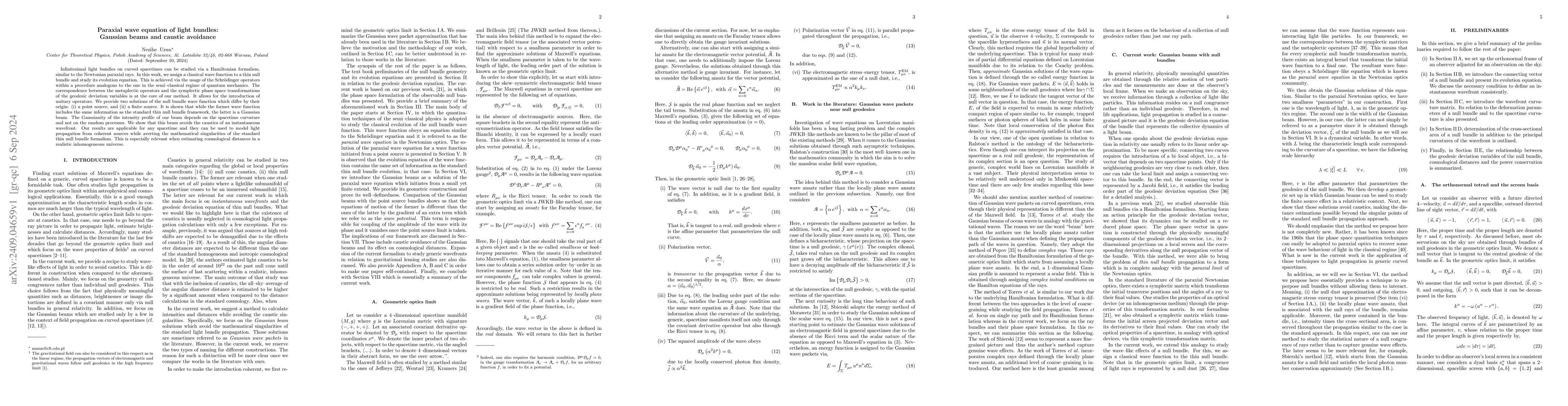 Thumbnail for Paraxial wave equation of light bundles: Gaussian beams and caustic
  avoidance
