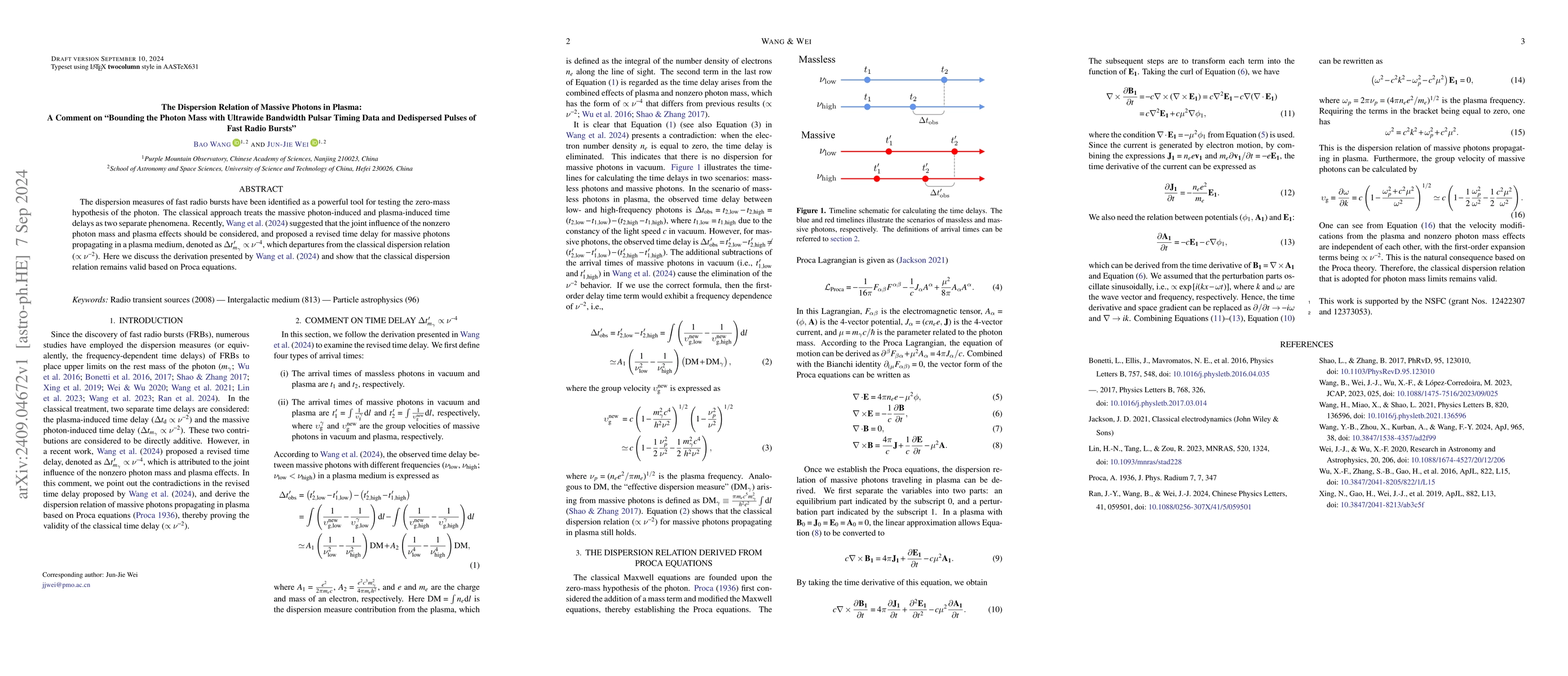 Thumbnail for The Dispersion Relation of Massive Photons in Plasma: A Comment on
  "Bounding the Photon Mass with Ultrawide Bandwidth Pulsar Timing Data and
  Dedispersed Pulses of Fast Radio Bursts"