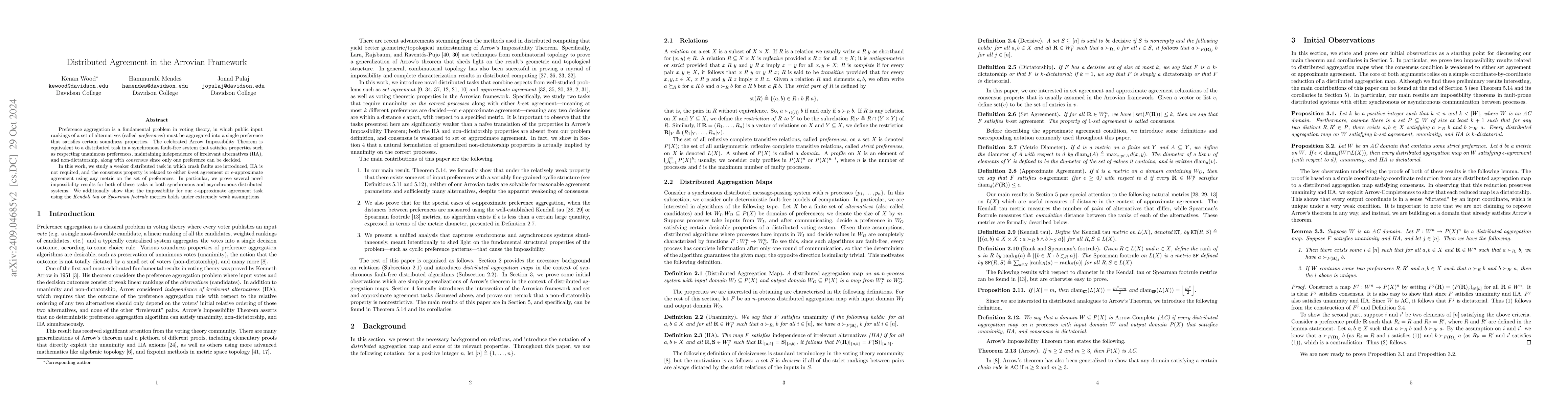 Thumbnail for Distributed Agreement in the Arrovian Framework