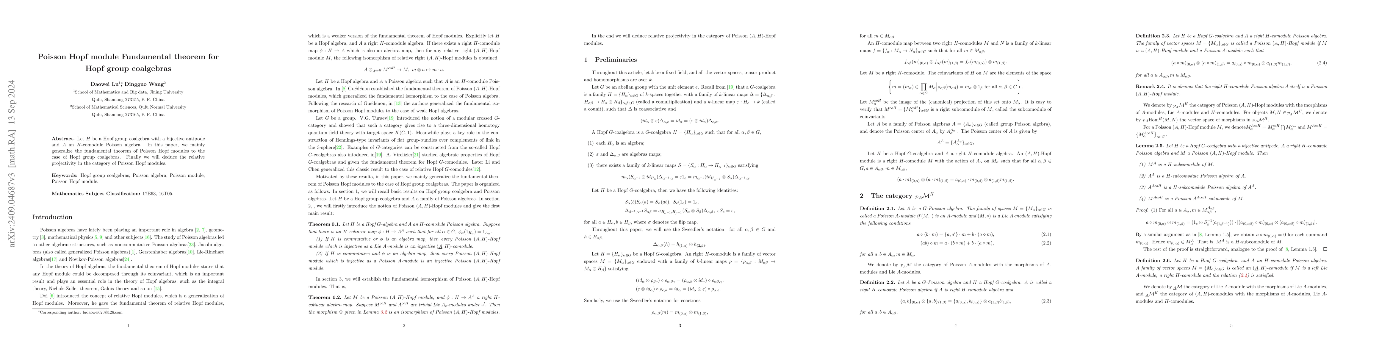 Thumbnail for Poisson Hopf module Fundamental theorem for Hopf group coalgebras