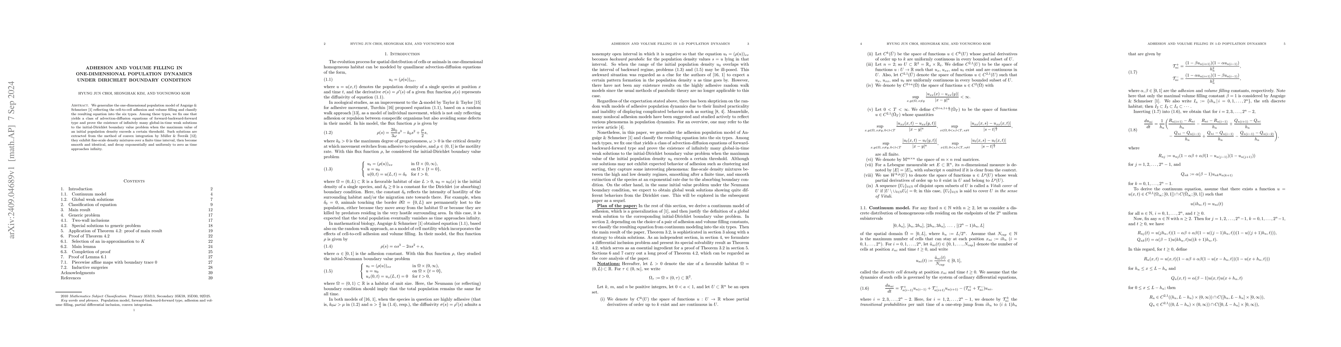 Thumbnail for Adhesion and volume filling in one-dimensional population dynamics under
  Dirichlet boundary condition