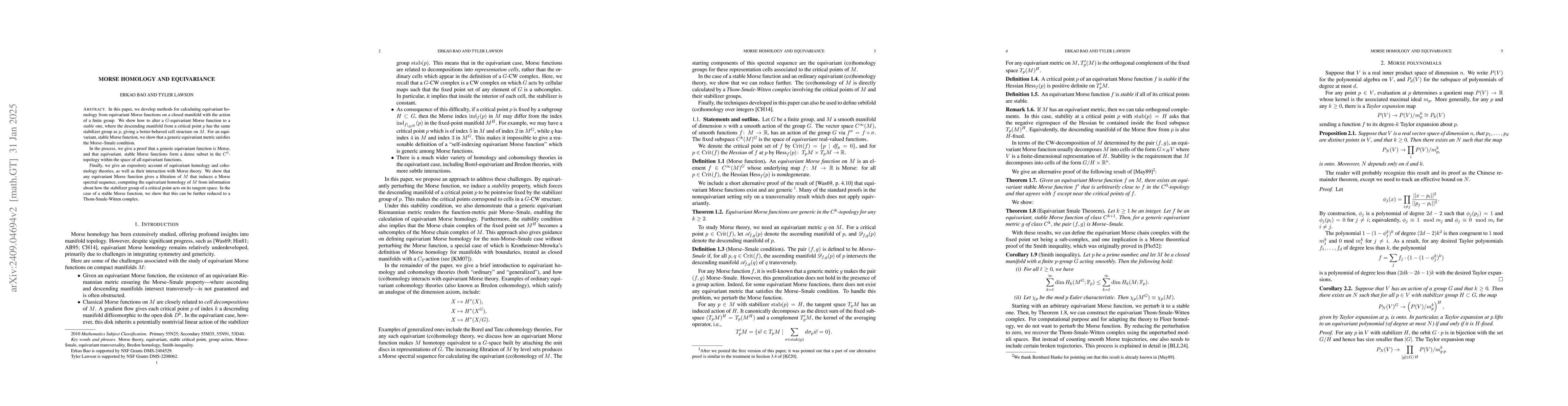Thumbnail for Morse homology and equivariance