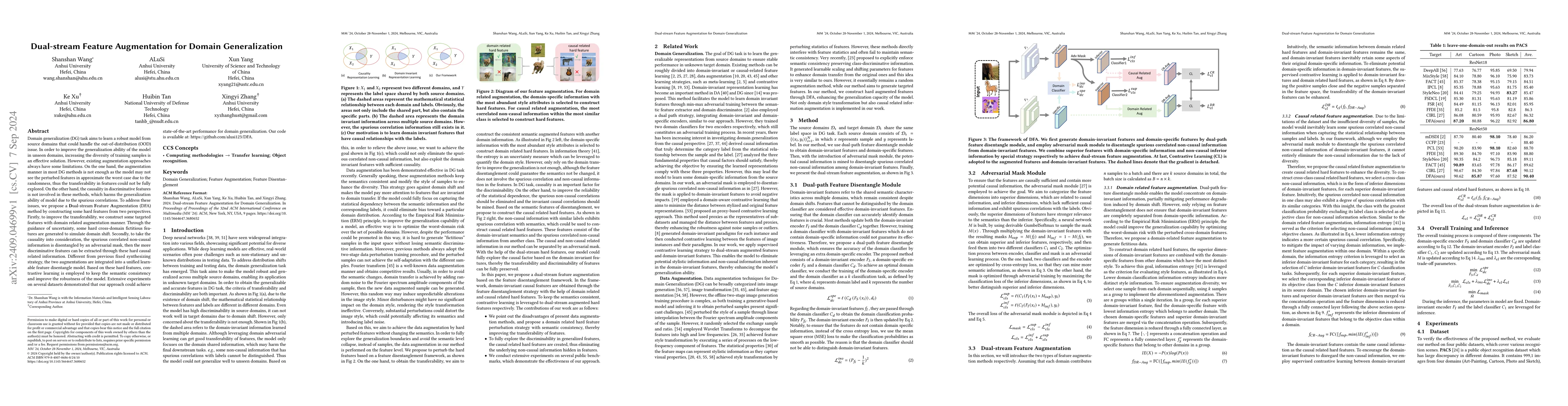 Thumbnail for Dual-stream Feature Augmentation for Domain Generalization