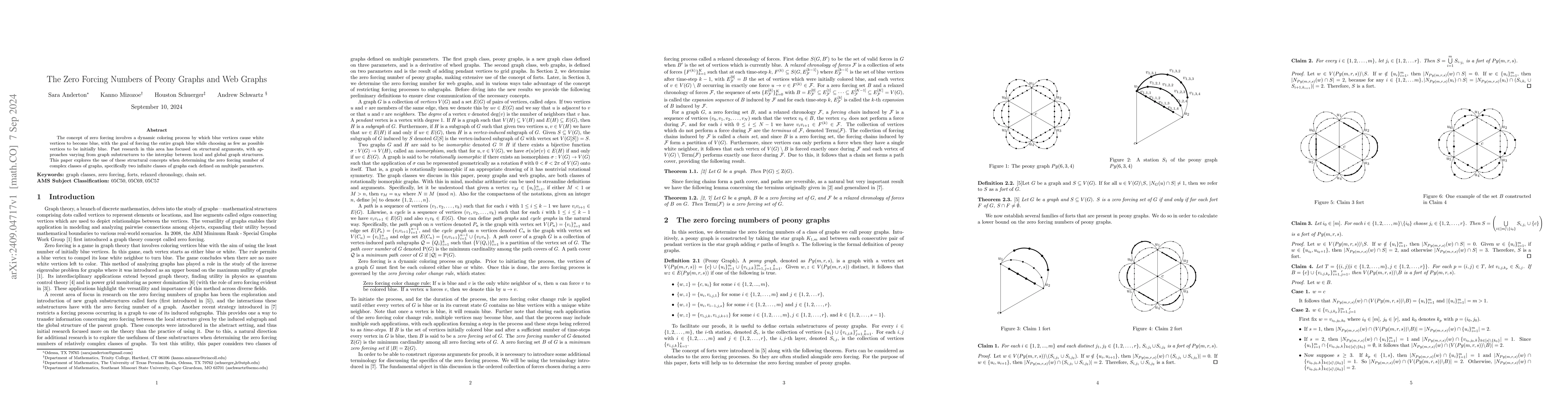 Thumbnail for The Zero Forcing Numbers of Peony Graphs and Web Graphs