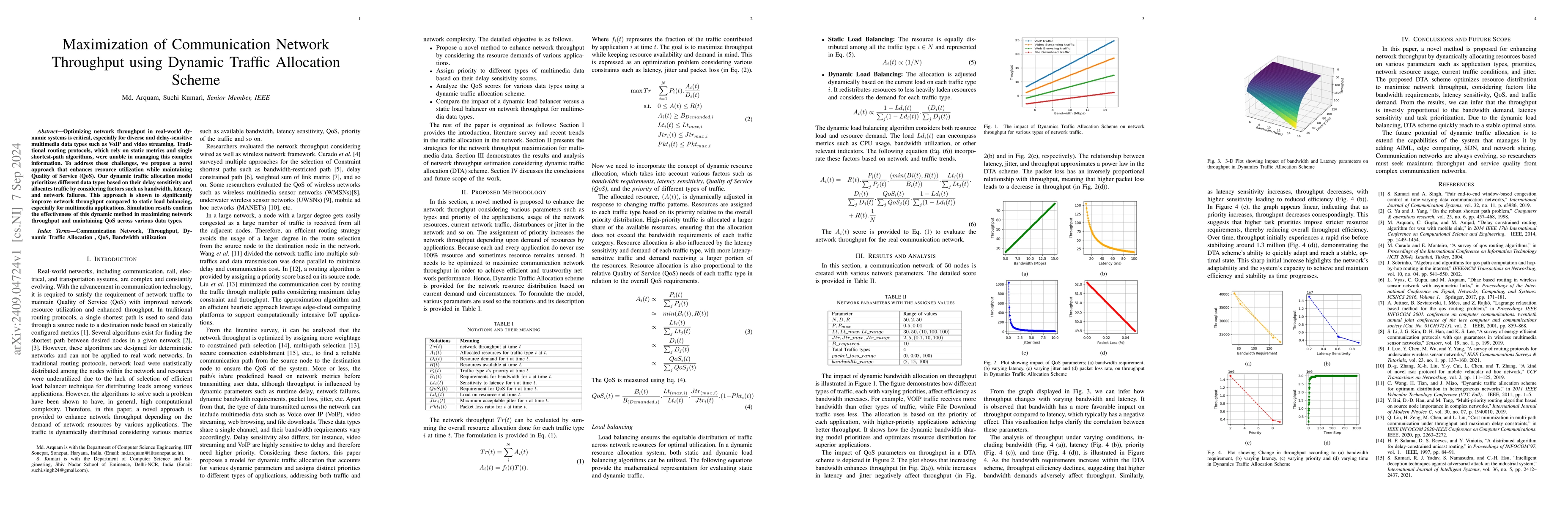 Thumbnail for Maximization of Communication Network Throughput using Dynamic Traffic
  Allocation Scheme