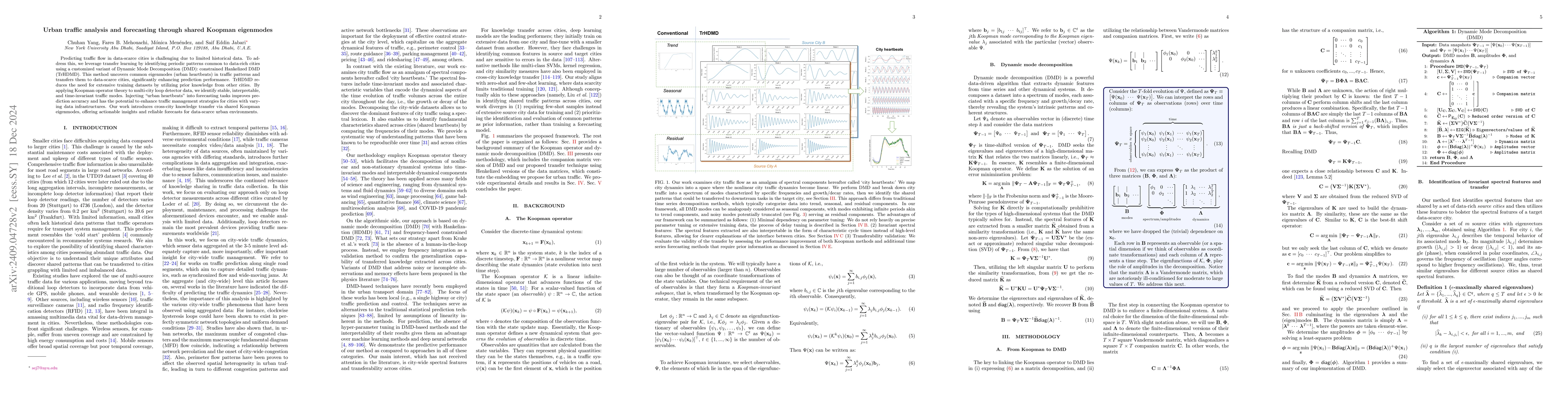 Thumbnail for Urban traffic analysis and forecasting through shared Koopman eigenmodes
