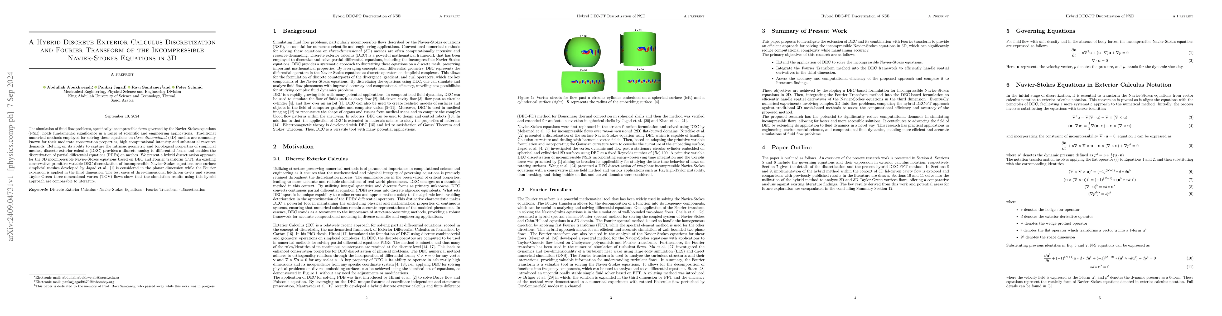 Thumbnail for A Hybrid Discrete Exterior Calculus Discretization and Fourier Transform
  of the Incompressible Navier-Stokes Equations in 3D