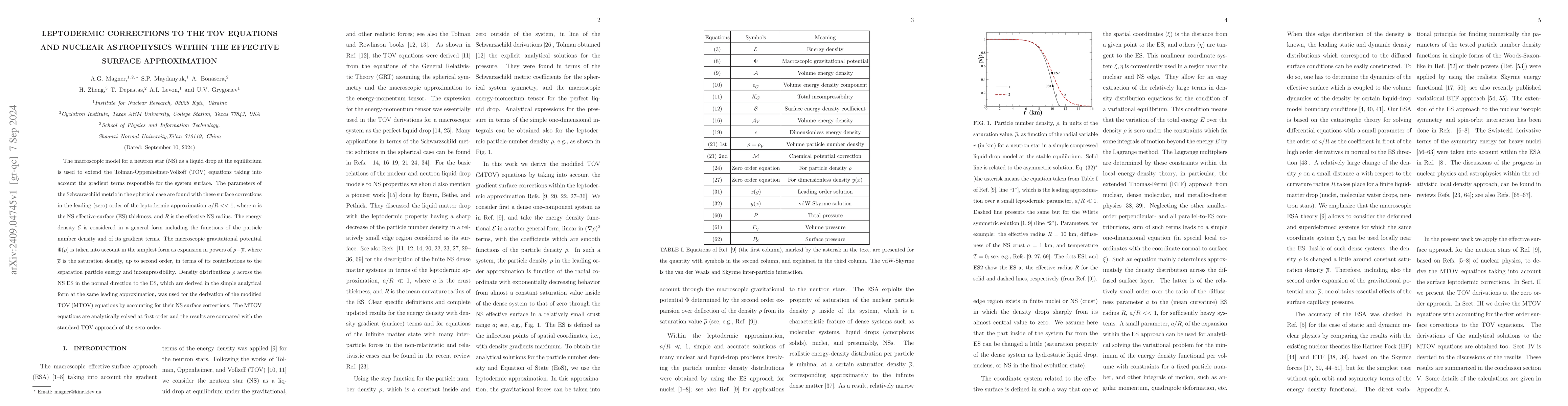 Thumbnail for Leptodermic corrections to the TOV equations and nuclear astrophysics
  within the effective surface approximation