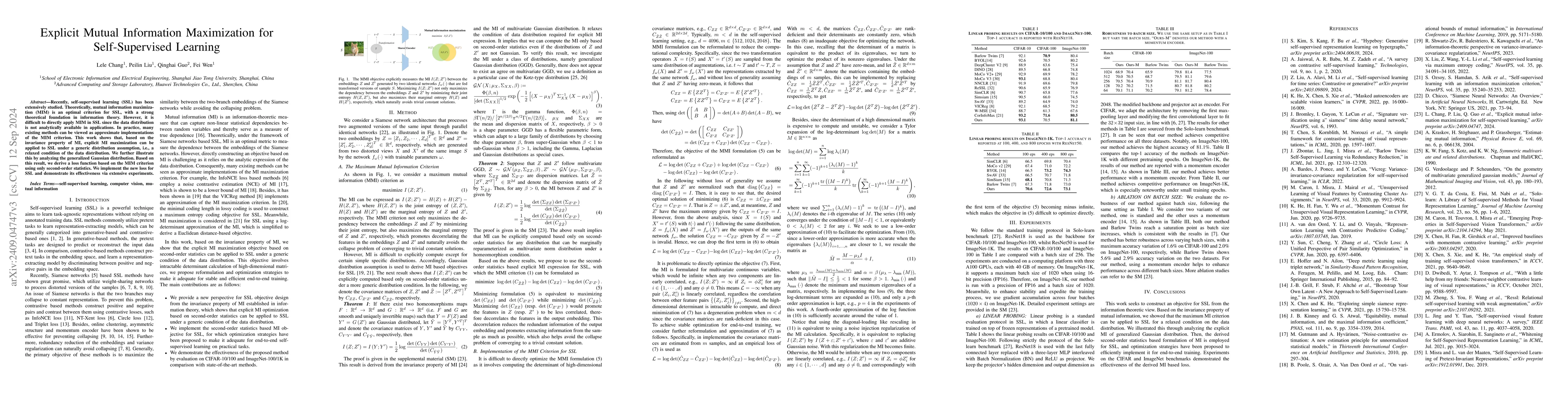 Thumbnail for Explicit Mutual Information Maximization for Self-Supervised Learning