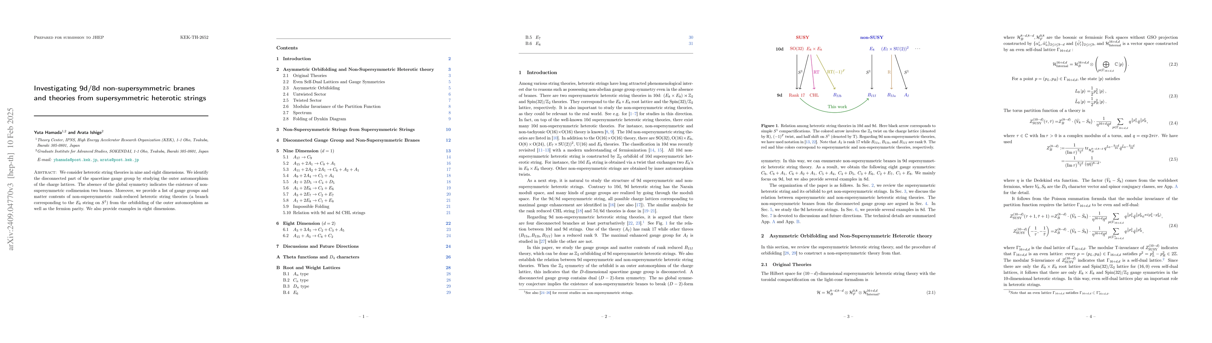 Thumbnail for Investigating 9d/8d non-supersymmetric branes and theories from
  supersymmetric heterotic strings