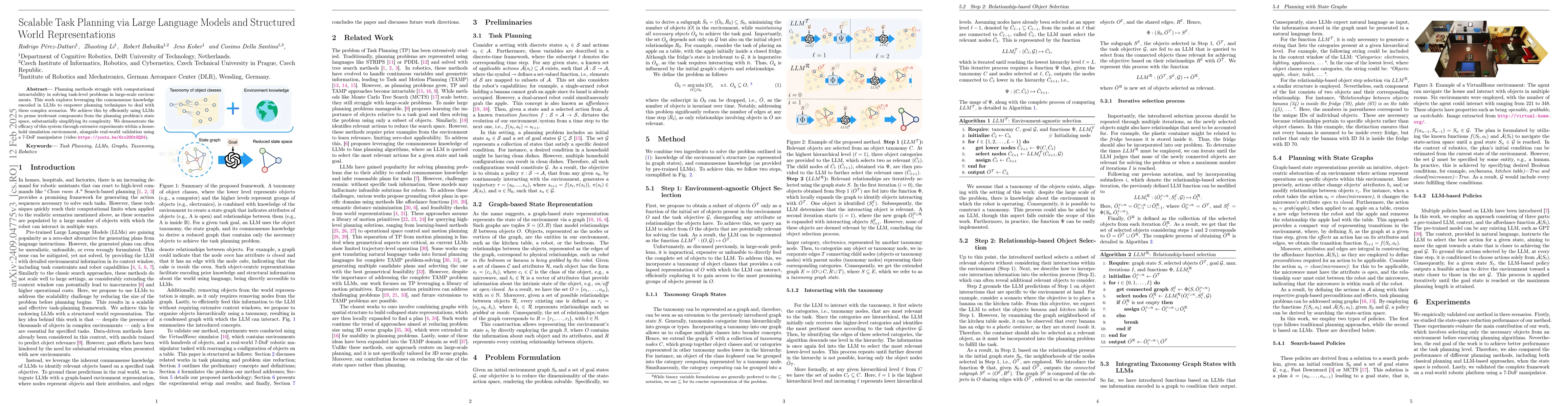 Thumbnail for Leveraging LLMs, Graphs and Object Hierarchies for Task Planning in
  Large-Scale Environments