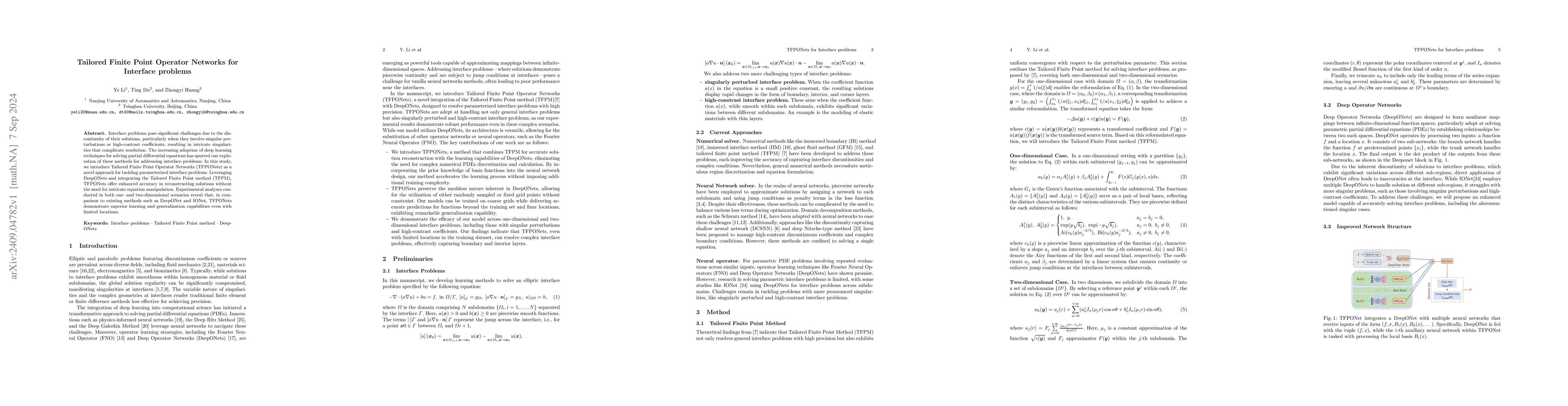 Thumbnail for Tailored Finite Point Operator Networks for Interface problems