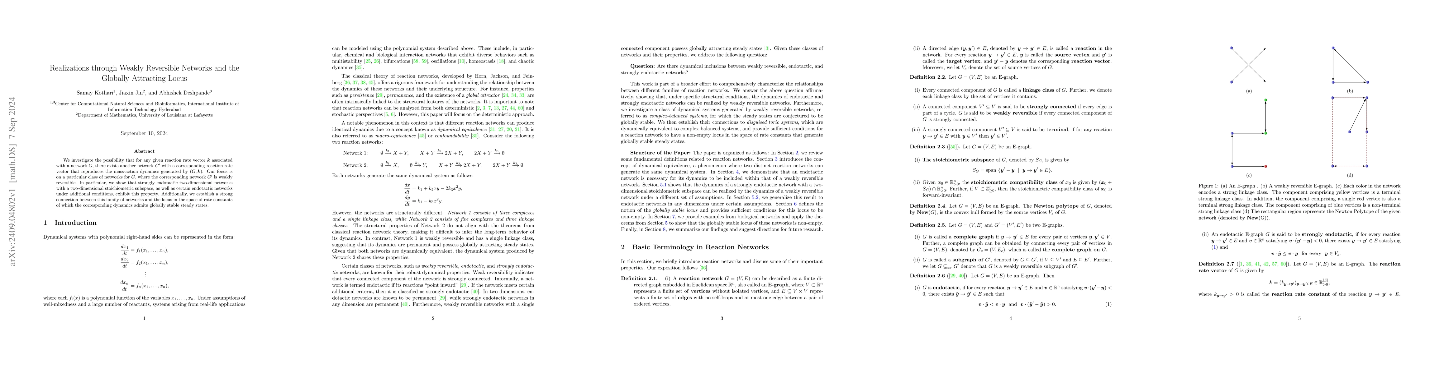 Thumbnail for Realizations through Weakly Reversible Networks and the Globally
  Attracting Locus