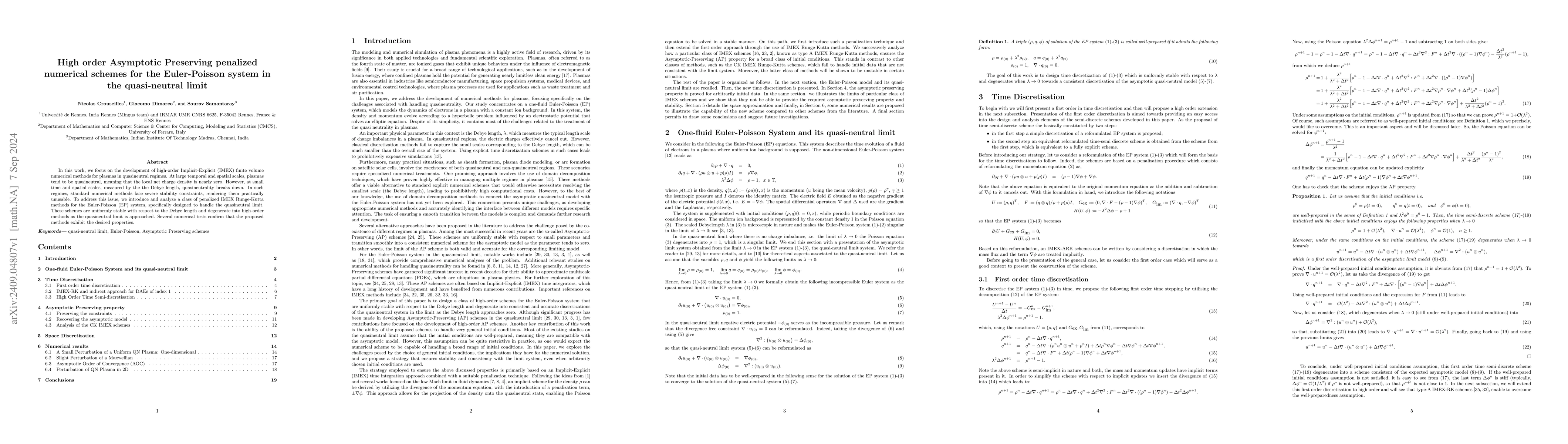Thumbnail for High order Asymptotic Preserving penalized numerical schemes for the
  Euler-Poisson system in the quasi-neutral limit