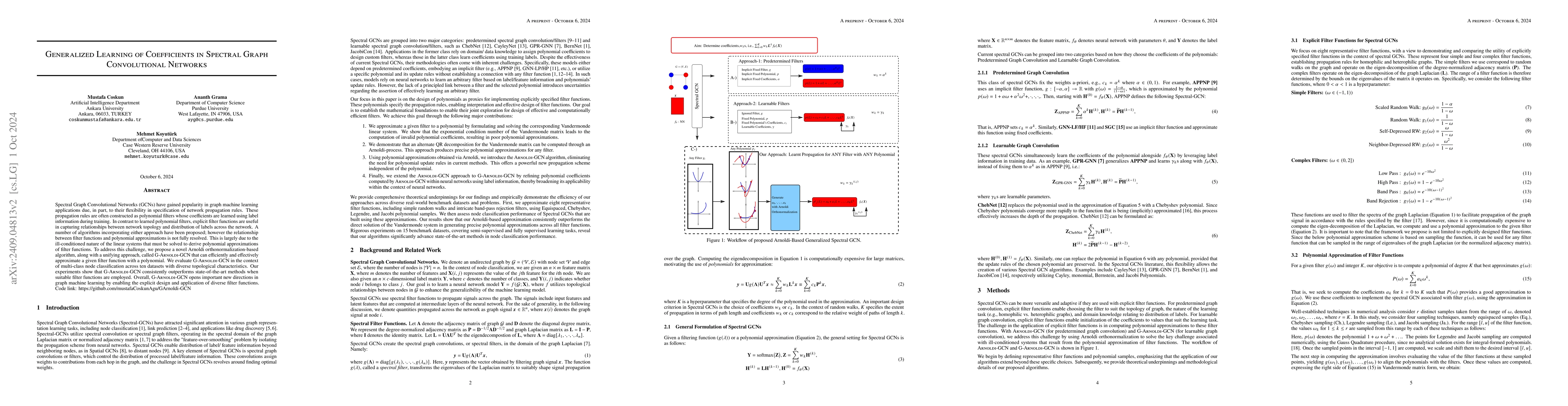 Thumbnail for Generalized Learning of Coefficients in Spectral Graph Convolutional
  Networks