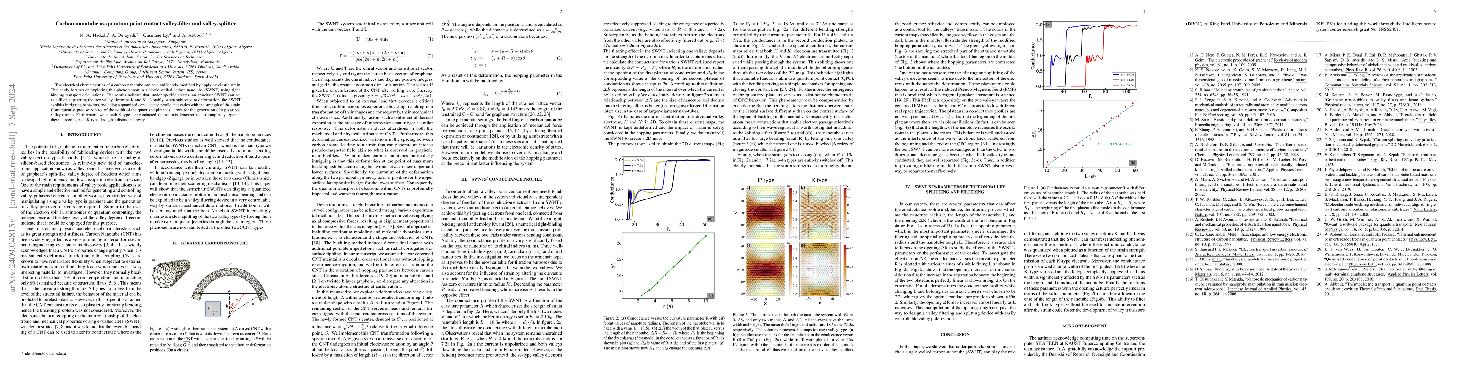 Thumbnail for Carbon nanotube as quantum point contact valley-filter and
  valley-splitter