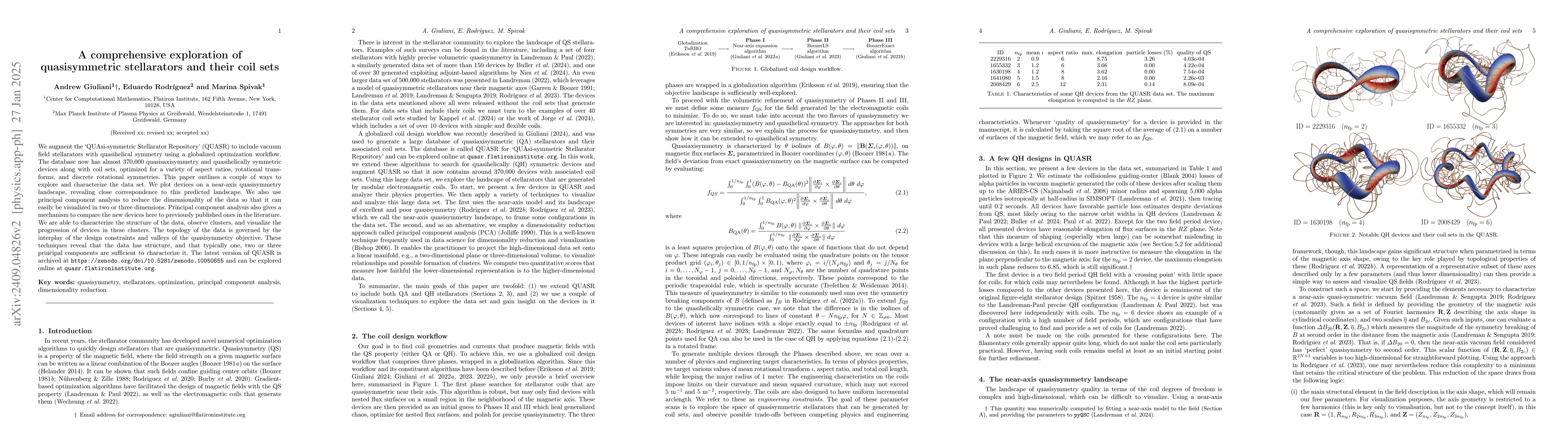 Thumbnail for A comprehensive exploration of quasisymmetric stellarators and their
  coil sets