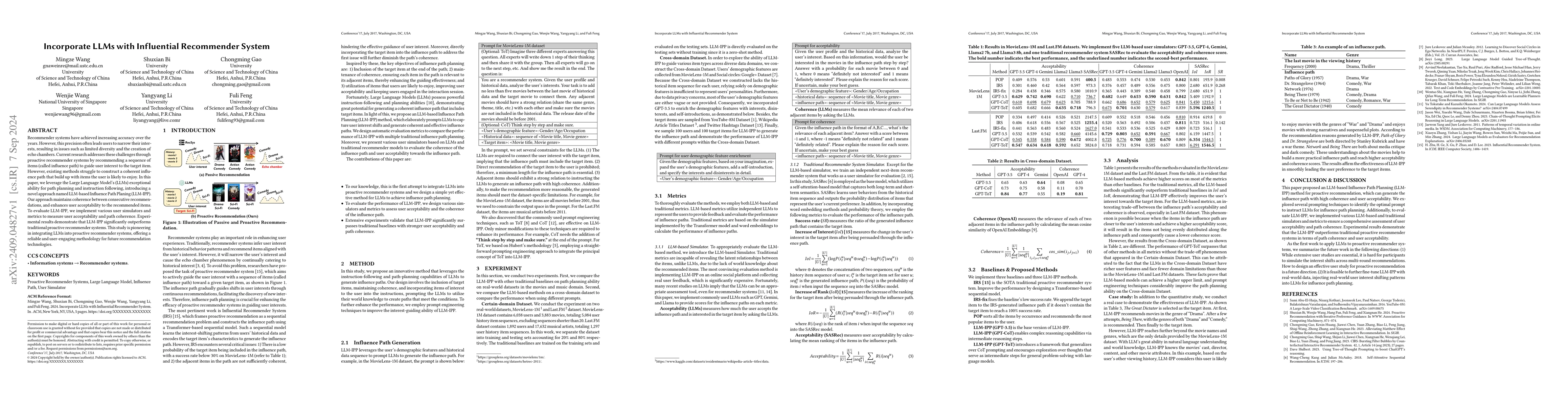 Thumbnail for Incorporate LLMs with Influential Recommender System