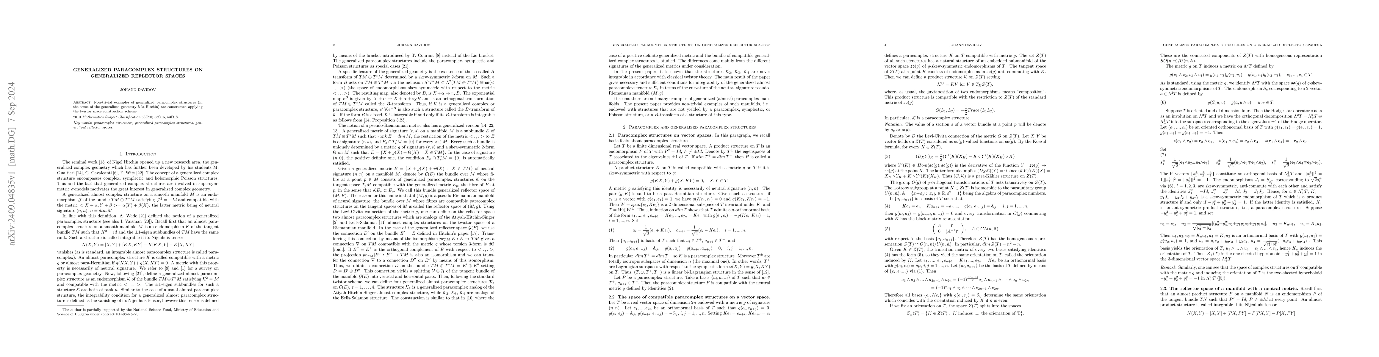 Thumbnail for Generalized paracomplex structures on generalized reflector spaces