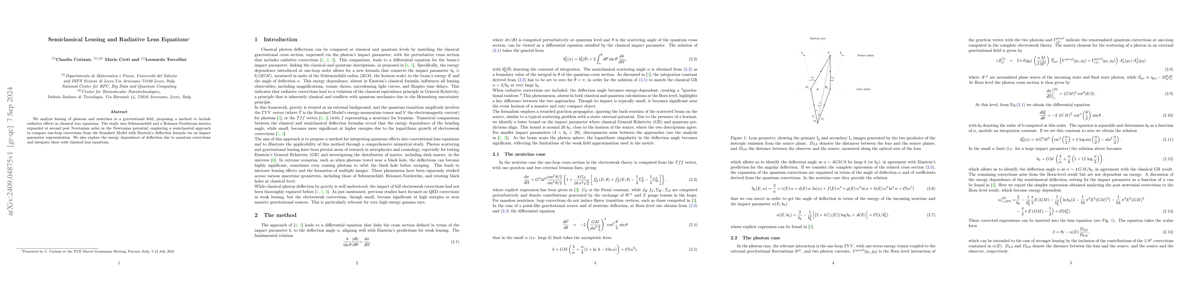 Thumbnail for Semiclassical Lensing and Radiative Lens Equations