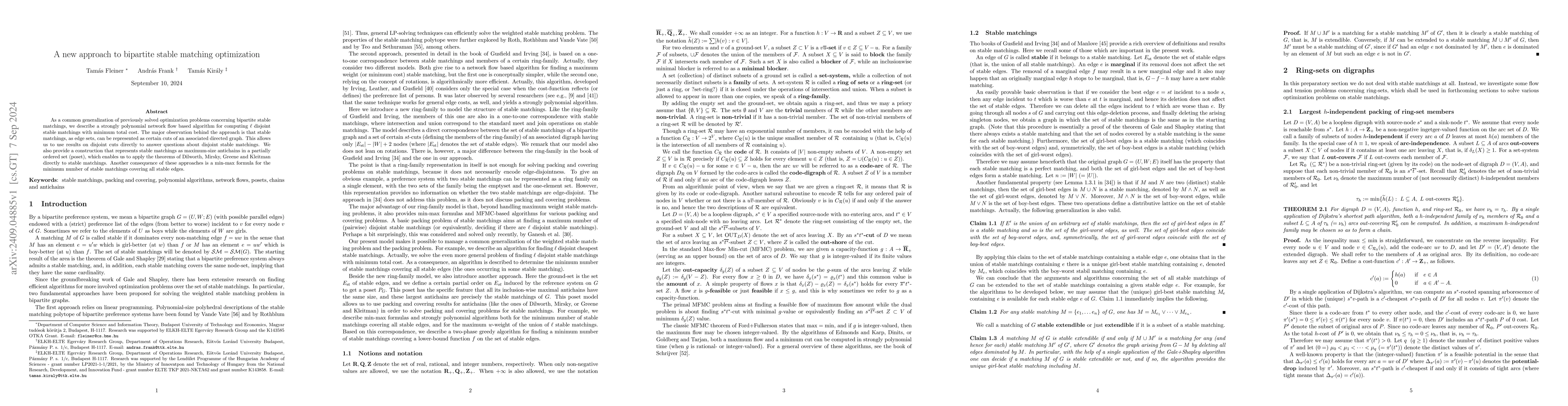 Thumbnail for A new approach to bipartite stable matching optimization