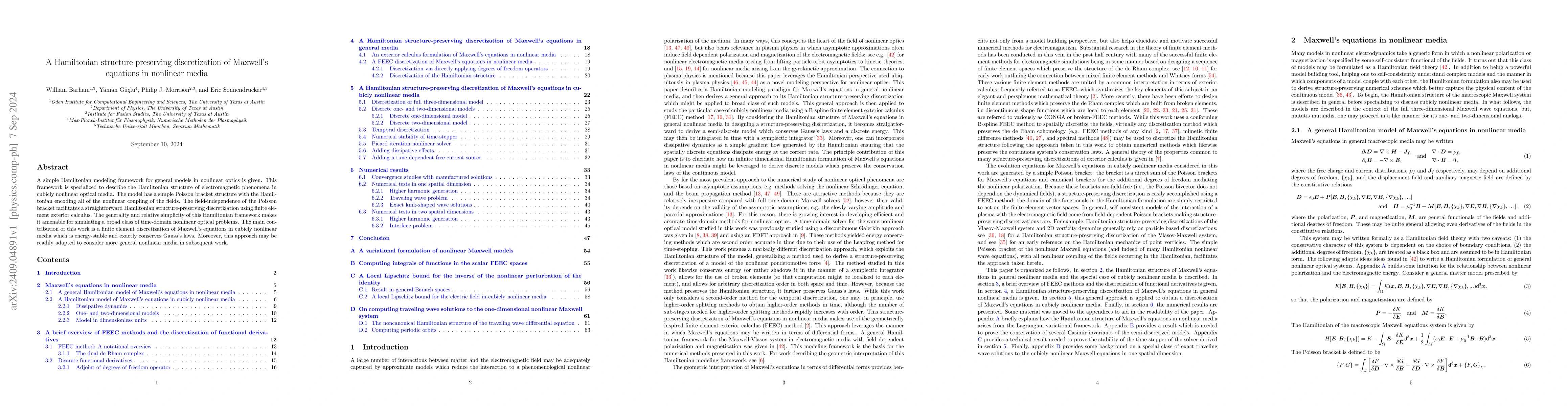 Thumbnail for A Hamiltonian structure-preserving discretization of Maxwell's equations
  in nonlinear media