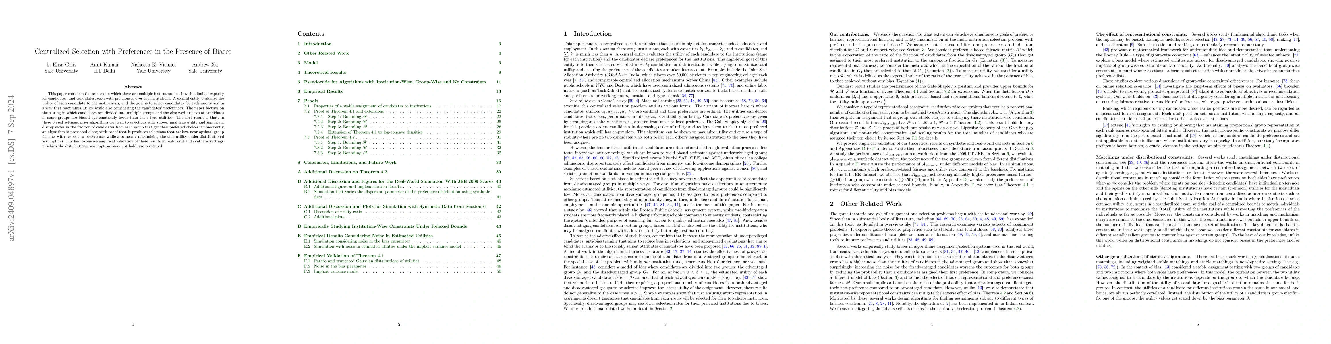 Thumbnail for Centralized Selection with Preferences in the Presence of Biases