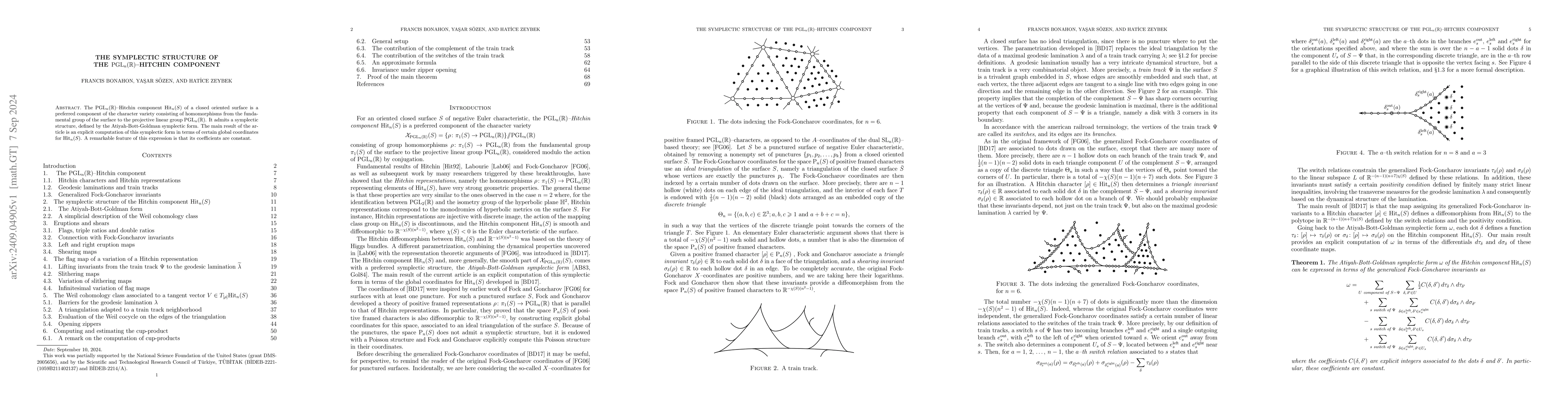 Thumbnail for The symplectic structure of the $\mathrm{PGL}_n(\mathbb{R})$-Hitchin
  component