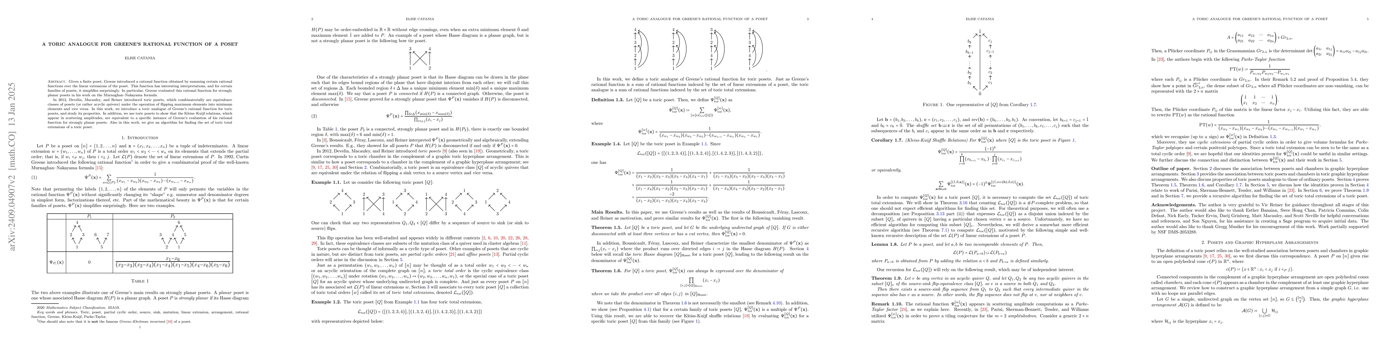 Thumbnail for A Toric Analogue for Greene's Rational Function of a Poset