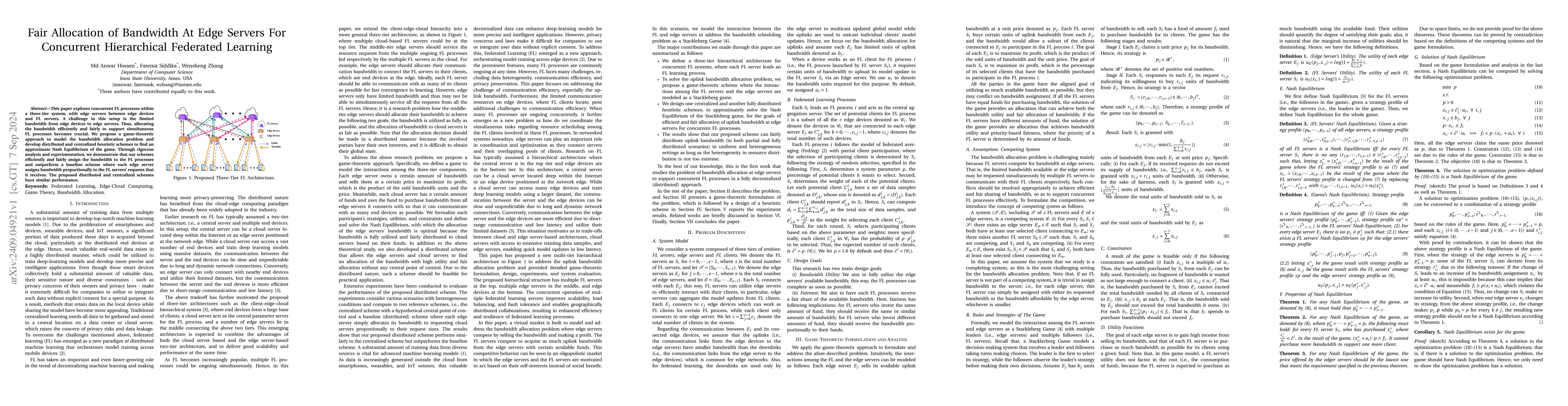 Thumbnail for Fair Allocation of Bandwidth At Edge Servers For Concurrent Hierarchical
  Federated Learning